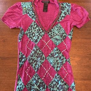 💚💜Custo Barcelona argyle purple top Pre owned